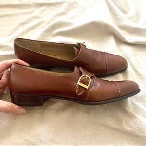 Salvatore Ferragamo Monk Strap Brown Leather Shoe